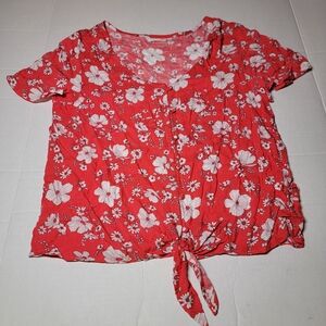 💚 SO‎ Scarlet Floral Knot-Front Blouse Size Medium